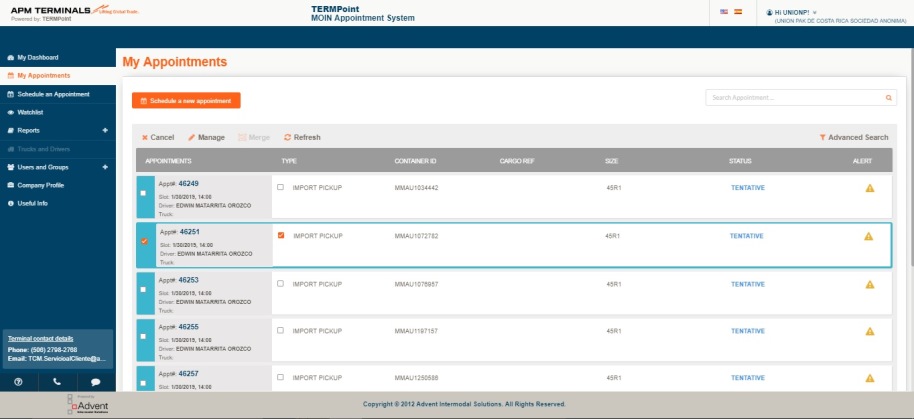 Truck Appointments APM Terminals