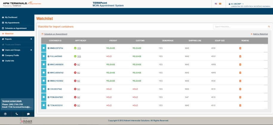 Truck Appointments APM Terminals