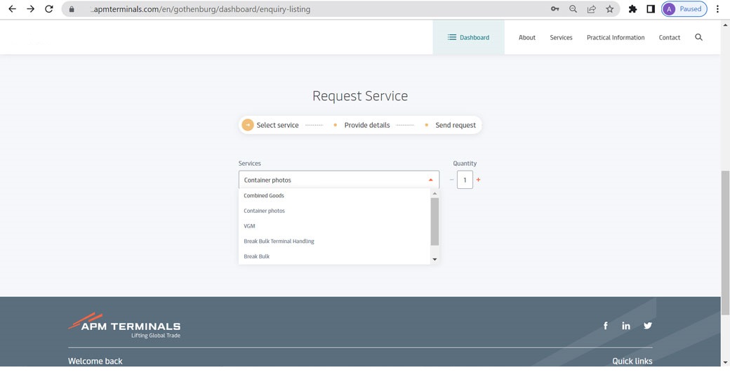 Additional Service Requests APM Terminals