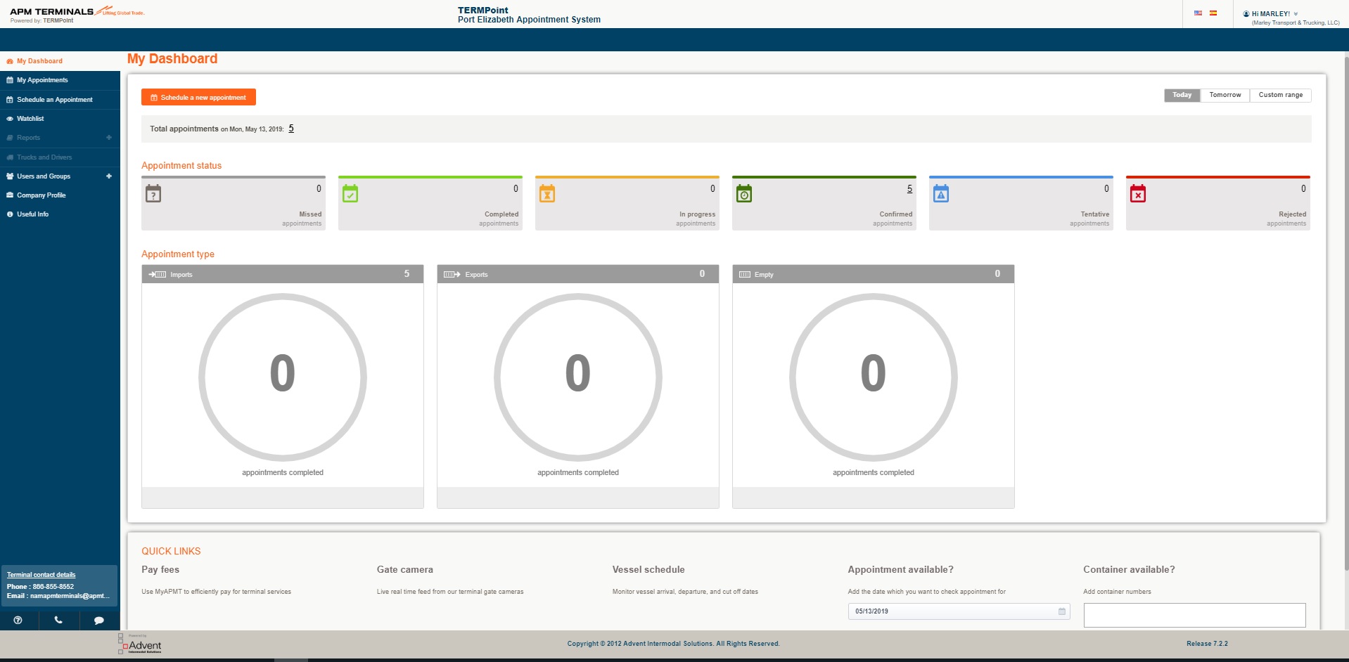 Truck Appointment System APM Terminals